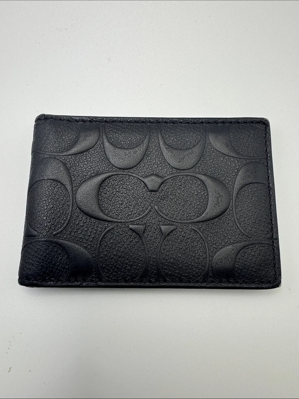 Coach Black Embossed Signature Slim Card Case